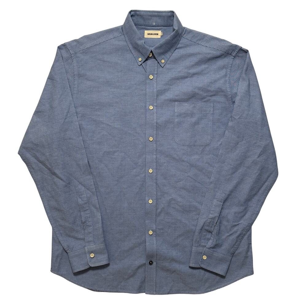 Taylor Stitch Jack In Reverse Jacquard Button Down Shirt Men’s 46 Blue